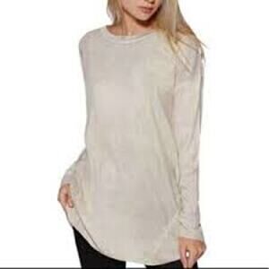 AVEC LES FILLES Ribbed Top Large L Cozy Drop Shoulder Metallic Gold Shimmer